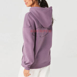 Sudadera Extra Grande para Mujer, Color Morado, de Algodón y Bambú, con Manga Regular, Estilo Urbano Otoñal - Product Image 2