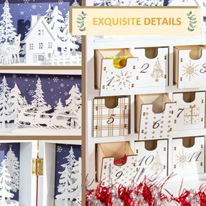 Libro de calendario de Adviento de madera blanca para niños y adultos 24 cajones de Cuenta regresiva Mesa de Navidad Decoración de vacaciones - Product Image 5