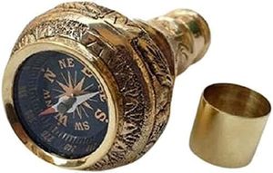 ด้ามไม้เท้าทองเหลืองสไตล์วินเทจพร้อมเข็มทิศแบบเรือเดินสมุทร หัวไม้เท้าตกแต่ง - Product Image 3