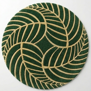 Alfombra Redonda de Hojas Verdes Hecha a Mano, Alfombra de Lana Botánica con Diseño Tropical, Alfombra de Área de Tamaño Personalizado, Decoración de Hogar de Lujo - Product Image 4