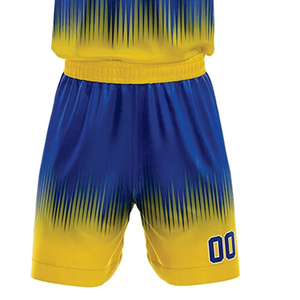 Conjunto de Uniforme de Baloncesto Sublimado Personalizado, Jersey sin Mangas con Degradado Azul y Amarillo, Pantalones Cortos, Absorbe la Humedad, Unisex, para Adultos - Product Image 4
