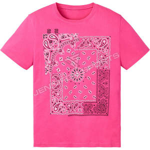 T-shirts unisexes pour hommes 100% coton, haute qualité, vente en gros, imprimé paisley, logo personnalisé, rose, respirant, séchage rapide, manches courtes - Product Image 1