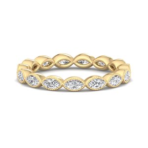 Bague d'éternité de luxe en or rose avec diamants taille marquise, sertie de milgrain <span class=keywords><strong>vintage</strong></span>, empilable, pour femme, bijoux de mode - Product Image 6