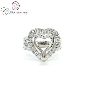 AU750 18K คลาสสิกสีขาวทองสามม้วนสายเพชรธรรมชาติแท้4.00CT รูปหัวใจแหวนยึด - Product Image 1