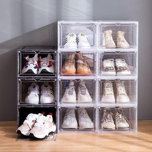 Ensemble de 6 boîtes à chaussures empilables en plastique transparent avec porte magnétique, robustes et épaisses, pour un rangement facile des chaussures, montage facile - Product Image 6