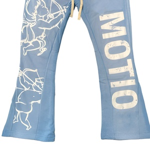 Pantalones Deportivos Negros Moto con Estampado de Cupido, Cintura Elástica con Cordón, Joggers Casuales para Hombre, Ropa de Otoño - Product Image 3