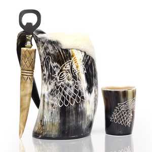 Jarra de Cuerno Pulido Hecha a Mano, Taza Rústica para Beber Cerveza, Vino, Bebidas Frías, para Bar, Pub, Uso Doméstico - Product Image 2