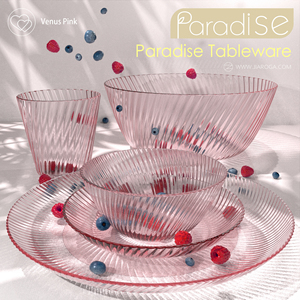 Vajilla con Textura Óptica Hecha en Taiwán, Edición Wonderland - Tazas, Tazones, Platos - Rosa Venus - Product Image 1