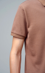 Polo en coton marron uni pour homme, manches courtes, décontracté, tricoté, teinture unie, coupe classique - Product Image 5