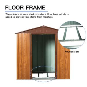 Abri de jardin en métal imitation bois de 1,83 m de large x 1,83 m de profondeur avec bordure couleur café et revêtement horizontal attrayant pour un look harmonieux - Product Image 6