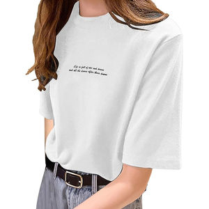 Camisetas Casuales de Lona Transpirable y Ecológica para Mujer con Estampado Digital, Spandex y Poliéster, Camiseta de Hombros Caídos para Mujer - Product Image 5