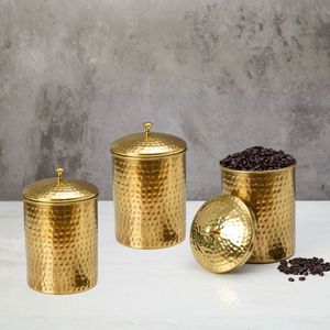 High Quality Hammered Copper Storage Canisters Set with Lid, Kitchen <b>Jars</b> for Coffee Tea Sugar, Premium Handmade Copperware - Product Image 4