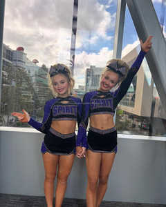 Custom Designed Shiny Rhinestones Fast Delivery Low MOQ Purple Color Outfit Printed Techniques Women's <b>Cheerleading</b> Uniform - Product Image 6