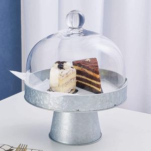 Cúpula para Pastel de Metal con Acabado Antiguo y Tapa, Cubierta Rústica para Pastel para Exhibición en Panaderías y Decoración de Cocina - Product Image 1
