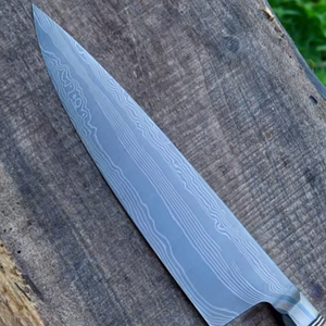 Couteau de chef en acier Damas de style japonais, couteau de cuisine haut de gamme, manche ergonomique en bois, fabricant OEM ODM - Product Image 2