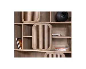 Bibliothèque minimaliste style Vandana Royal Balance en bois de manguier avec portes coulissantes ajourées - Product Image 6