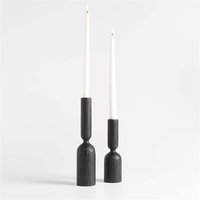 Porte-bougie texturé noir, support à bougie conique en bois fait main pour la décoration intérieure, la mise en scène de table et les cadeaux
