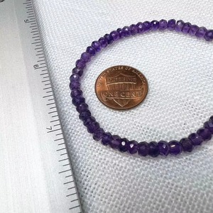 Natural Purple <b>Amethyst</b> Faceted Rondelle Beaded <b>Bracelet</b> 4MM Gemstone <b>Bracelet</b> With Silver Clasp Fashion Jewelry For Women - Product Image 2