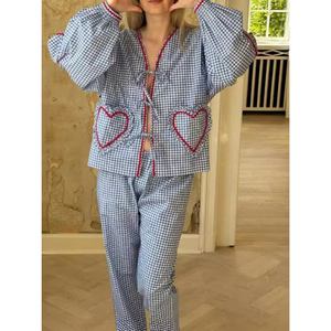 Costume sur mesure pour femmes, en coton mélangé, manches longues, pantalon long, mode printemps-été, fabrication OEM ODM, usine au Vietnam - Product Image 1