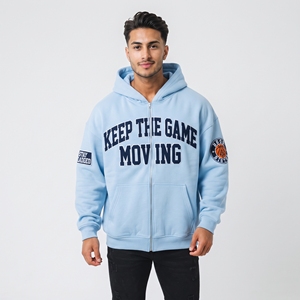 Sweat à capuche brodé de qualité supérieure pour homme, coupe ample avec fermeture éclair, 100 % coton molletonné, hauts à capuche brodés pour homme - Product Image 6