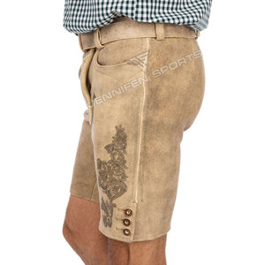 Traje de Lederhosen Alemán para Hombre, Pantalones Cortos de Cuero de Cabra Genuino, Disfraz para el Festival de la Cerveza Oktoberfest Bávaro - Product Image 5