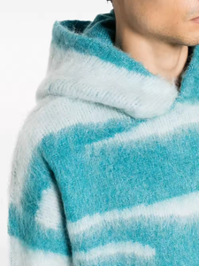Winter Custom Men's Fashion Classic Warm Long-sleeved Jacquard Mohair Knitted Hooded <b>Pullover</b> <b>Sweater</b> - Product Image 4