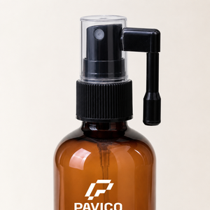 Flacon pulvérisateur rond en PET ambré de 120 ml avec pompe noire, sérigraphié, pour fabricant d'emballages cosmétiques au Vietnam - Product Image 3