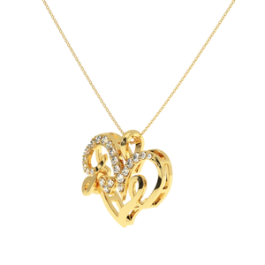 Ajretail - Colgante de Corazón con Diamantes de 0.24 Quilates en Oro de 14K, Diseño con Letras de Amor, Elegante, Claridad VS-SI, Diamantes HI - Product Image 4