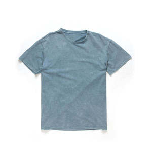 Mens Acid Wash <b>Light</b> Blue Crew <b>Neck</b> T-Shirt Short Sleeve Vintage Wash Basic Top Custom Logo OEM ODM Wholesale Apparel - Product Image 2