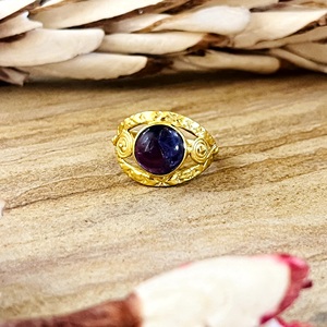 High Demand Boho Swirl Gemstone <b>Ring</b> Tribal Brass <b>Rings</b> for Women 18k <b>Gold</b> Plated Spiral <b>Amethyst</b> Jewelry for Wholesale/OEM/ODM - Product Image 2