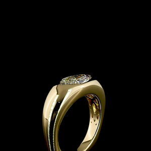 Anillo de compromiso de banda ancha con diamante cultivado en laboratorio de corte marquesa, chapado en rodio, certificado IGI, en oro de 10K, 14K, 18K, plata 925, 935 - Product Image 3