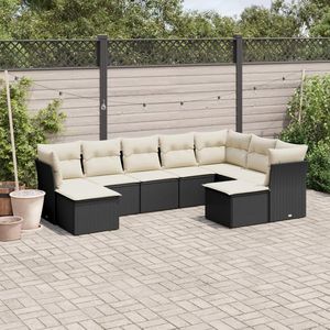 Grand ensemble de canapés de jardin en rotin PE noir avec pieds réglables - Product Image 1