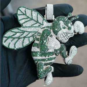 Colgante de Abeja Iced Out de Plata 925, Joyería Hip Hop Esmaltada, Colgante Personalizado de Moissanita VVS, Colgante Bling para Rapper, Colgante Bicolor - Product Image 3