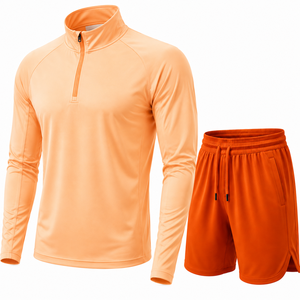 Men's Quarter-Zip Pullover Shorts <b>Set</b> Digital Printing 100% Polyester <b>Knitted</b> Breathable Quick Dry Casual - Product Image 1