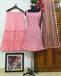 Salwar Kameez Plazo กับ Dupatta,ชุดปาร์ตี้ออกแบบปากีสถานอินเดียพร้อม - Product Image 5