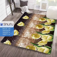Tapis doux et lisses Shufu en polyester de qualité supérieure, fabriqués à la machine, à poils moyens, avec envers en caoutchouc, nettoyables à la aspirateur, design abstrait moderne