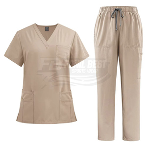 Nuevos Uniformes Médicos Unisex con Cuello en V, Blusa de Lona con Bolsillos y Pantalones Rectos, de Alta Calidad con Costuras Invisibles para Médicos - Product Image 5