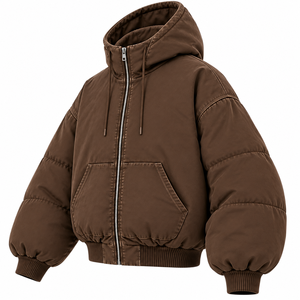 High Quality Women Acid Wash Heavyweight Fleece <b>Jacket</b> Full Zip Hooded Sweatshirt Solid Color Custom Womens <b>Puffer</b> <b>Jacket</b> - Product Image 5