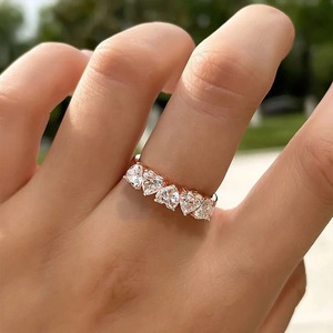 Anillos de moissanita de plata de ley 925 con corte de perla en forma de corazón, engaste de garras, banda de piedras preciosas para regalo de compromiso - Product Image 4