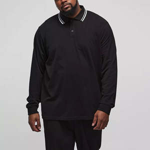 Polo T-shirt homme col contrastant uni OEM/ODM, 100% coton, coupe ample, logo imprimé sur mesure. - Product Image 6