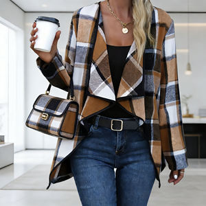 Oferta en Temu: Cárdigan a cuadros con abertura frontal para mujer, estilo casual, holgado, de manga larga, para uso diario y streetwear. - Product Image 6