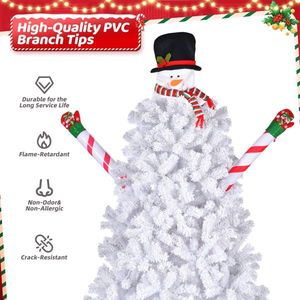Albero di Natale Automatico in PVC da 6,5 Piedi a Forma di Pupazzo di Neve, 700 Rami Bianchi Effetto Neve, 140 Luci a Colori Freddi con 8 Modalità per Festività - Product Image 4