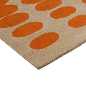 Alfombra Geométrica Ovalada Moderna Retro, Naranja Beige, Patrón Abstracto, Alfombra de Área Hecha a Mano, Alfombra de Diseño Contemporáneo de Mediados de Siglo - Product Image 6