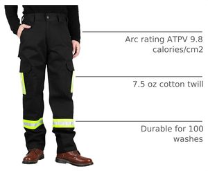 High Visibility Flame Retardant <b>Work</b> <b>Pants</b> Reflective Stripe <b>Cargo</b> Trousers Elastic Waist Safety Uniform Navy - Product Image 6