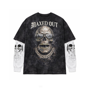 Vintage Custom Graphic Men's shirts Acid Washed T Shirt Layered Long Sleeve Oversized Streetwear Cotton Top OEM Custom DTG Shirt - Product Image 2
