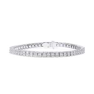 White Gold Diamond Tennis <b>Bracelet</b> Baguette Cut Channel Setting 6.72ct Women's Classic Style - Product Image 1