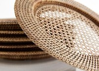 Platos de cargador de boda rústica de Vietnam, venta al por mayor, Jacinto de ratán Natural, suministro de cena a granel, vajilla
