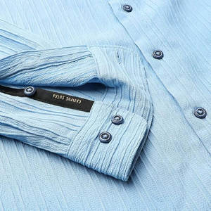 Camisa de manga larga ajustada de lujo para hombre, algodón de alta calidad, informal, Formal para oficina, cuello Polo, talla XL - Product Image 1