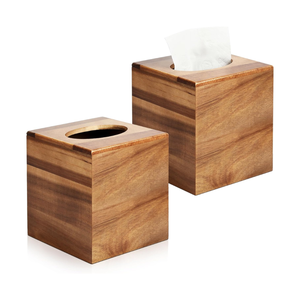 Wholesale Vintage Acacia Wooden Square <b>Tissue</b> Box Holder <b>Tissue</b> Box Cover Tabletop Bathroom Office from Vietnam - Product Image 2