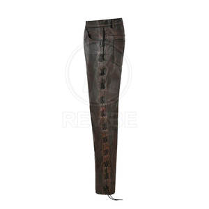 Pantalon en cuir pour homme de haute qualité, coupe droite, léger, décontracté, taille mi-haute, nouvelle collection hiver, faible MOQ - Product Image 3